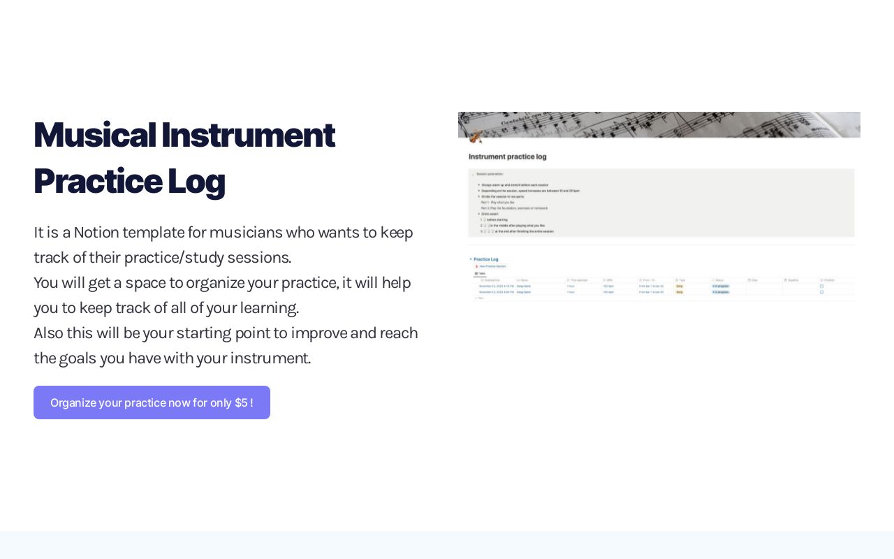 Sharp Instrument Log Musical Instrument Practice Log